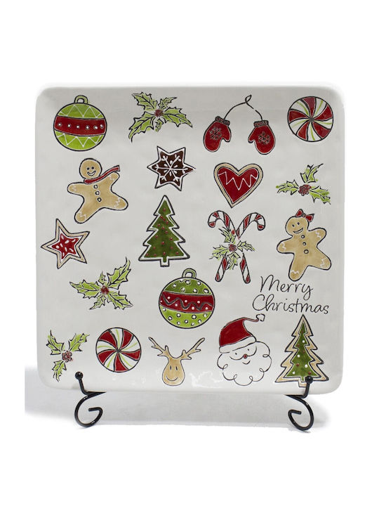 Marva Ornament de Crăciun Platou Ceramic M29xL29xD3cm 1buc