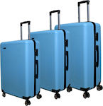 Abs Travel Bags Hard Light Blue with 4 Wheels Set 3pcs