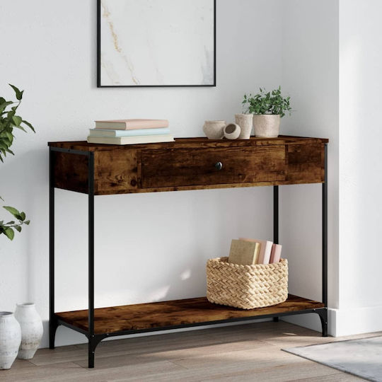 Console Table Wood & Metal Smoky Oak L100xW34.5xH75cm