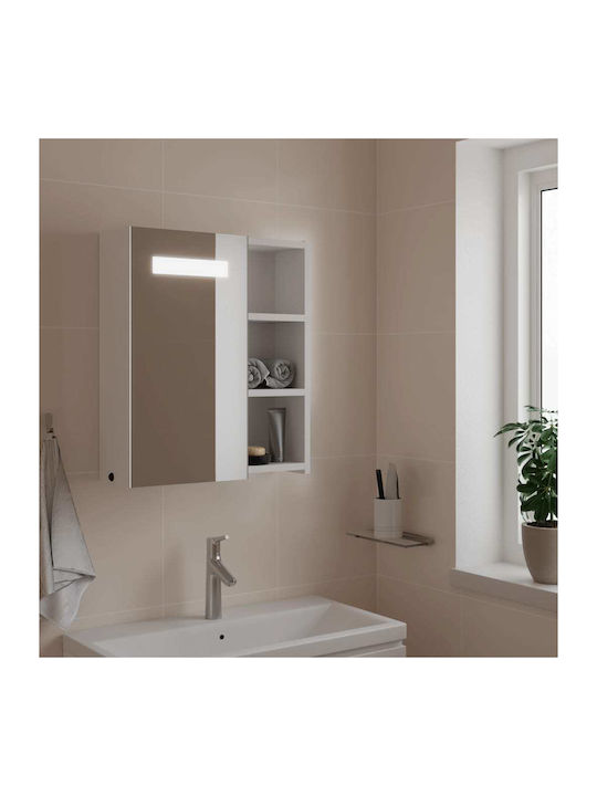 vidaXL Καθρέπτης Μπάνιου Led με Ράφι & Ντουλάπι 45x13cm Λευκός