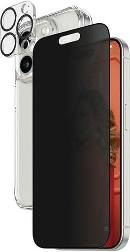 PanzerGlass Privacy Bundle 3in1 Transparent Back Cover Πλαστικό Σετ με Τζαμάκι Διάφανο (iPhone 15 Pro)