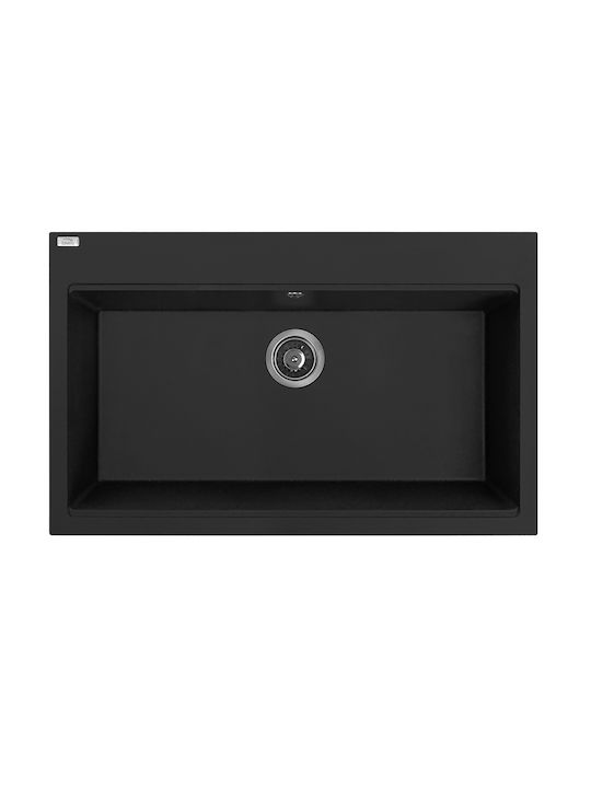 Laveo Drop-In Мивка от Синтетичен Гранит Ш80xД50см Черен
