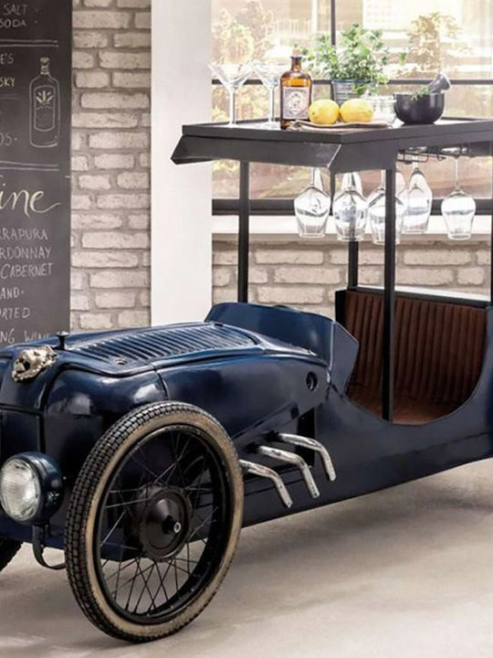 Metall Oldtimer Esszimmer- und Küchentisch Holz mit Metallrahmen Blau 230x67x120cm