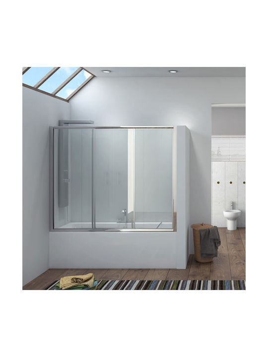 Karag Penta K-100 PEK100140 Shower Screen Bathtub with Sliding Door 140x148cm Clear Glass Chrome