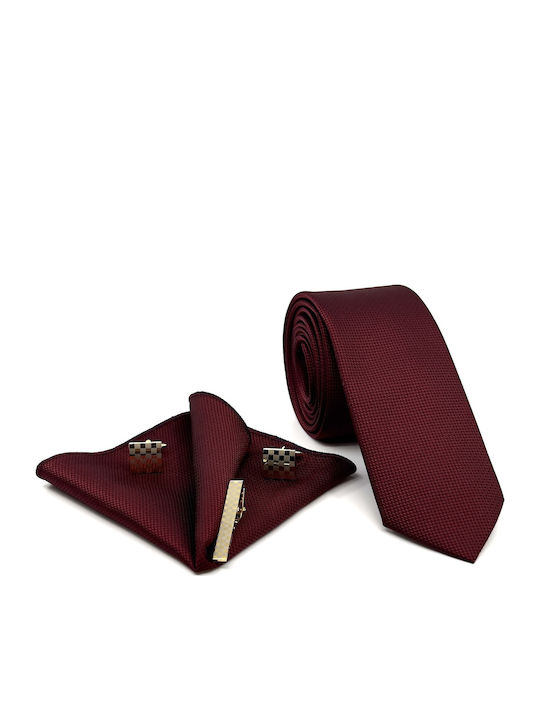 Legend Accessories ΤΥΠΟΥ OXFORD Σετ Ανδρικής Γραβάτας Συνθετική Μονόχρωμη σε Μπορντό Χρώμα