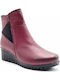 Leder Stiefeletten Damen Burgundisch