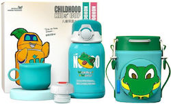 NOHOO Plastic Kids Water Bottle Thermos with St...