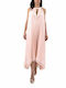 True Decadence Maxi Dress with Ruffle Pink