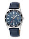 Master Time Ανδρικό Ρολόι 42mm Μπαταρίας με Ασημί Δερμάτινο Λουράκι