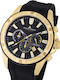 Jacques Lemans Liverpool Ανδρικό Ρολόι 48mm Χρονογράφος Μπαταρίας με Χρυσό Καουτσούκ Λουράκι