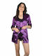 BMB Winter Damen Satin Robe Purple