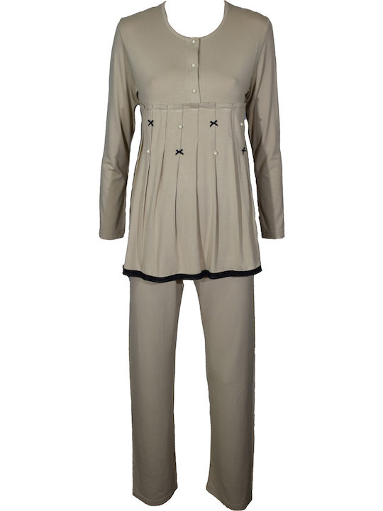 Daisy Lingerie Winter Women's Pyjama Set Beige