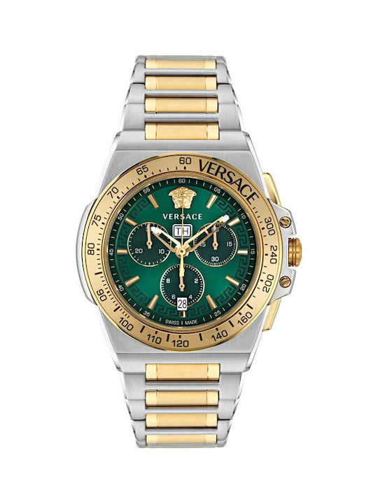 Versace Greca Extreme Uhr Chronograph Batterie mit Gold / Gold Metallarmband
