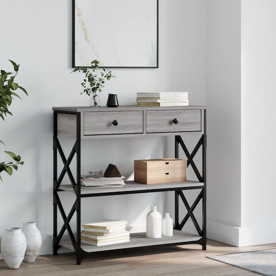 Console Table Wood & Metal Grey Sonoma L75xW28xH75cm