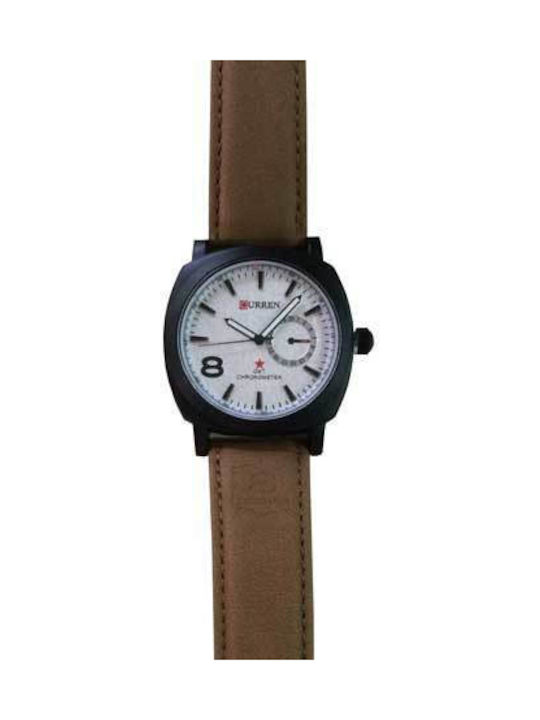 Fashion Watch with Brown Leather Strap