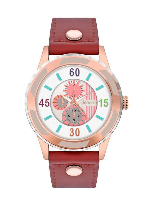 Decerto Lollipop Watch with Brown Leather Strap