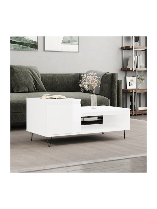 Rectangular Wooden Coffee Table White L100xW50x...