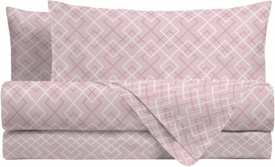 Amo La Casa Sheet Sets King Size with Elastic 240x290cm. Ingrid Pink 4pcs