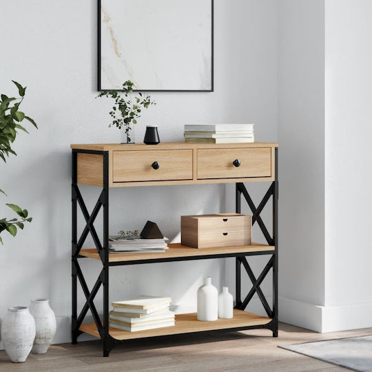 Console Table Wood & Metal Sonoma Oak L75xW28xH75cm