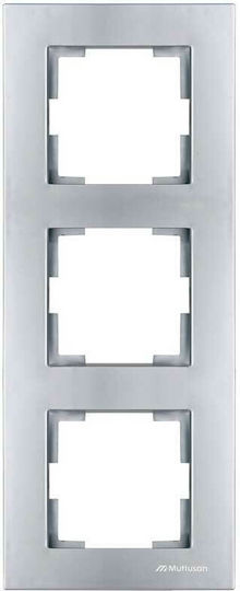 Mutlusan Rita Schalterrahmen 3-fach Vertikale Montage in Silber Farbe 01393