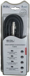 XLR female - 6.3mm male 5m