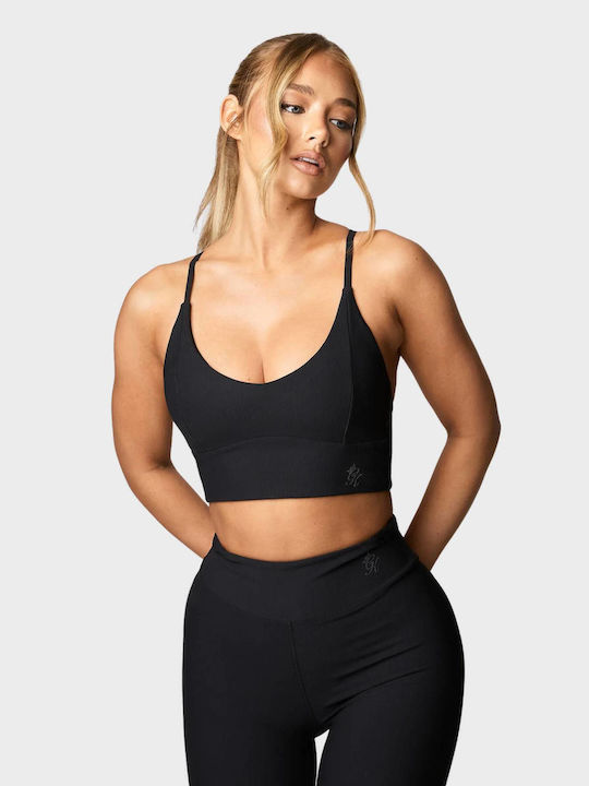 Gym King Γυναικείο Αθλητικό Μπουστάκι BLACK με Επένδυση & Αφαιρούμενη Ενίσχυση
