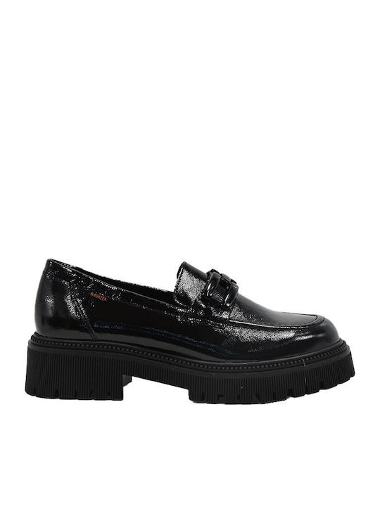 Patent Leather Women's Moccasins in Black Color
