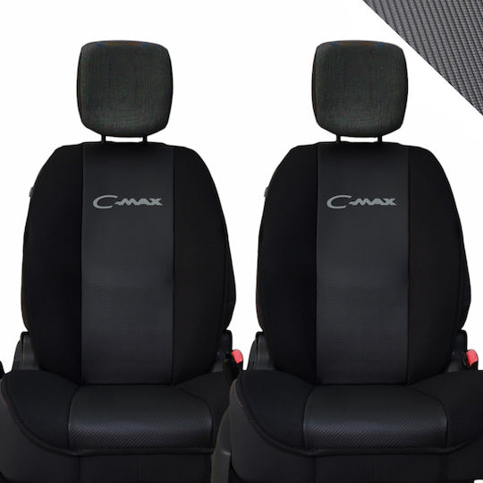 Πλατοκάθισμα Αυτοκινήτου 2τμχ Δερματίνη Carbon Ford C-Max Μαύρα
