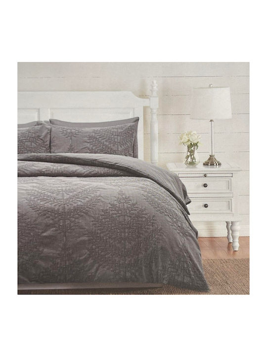 Down Town Home Duvet Cover Set Cotton Satin Queen with 2 Pillowcases 230x250 Pacific 383 Grey