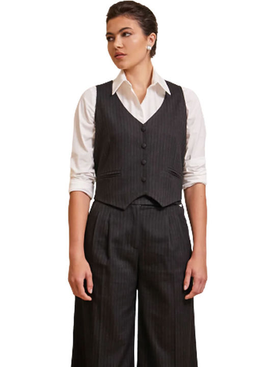 Enzzo Women's Vest with Buttons Black