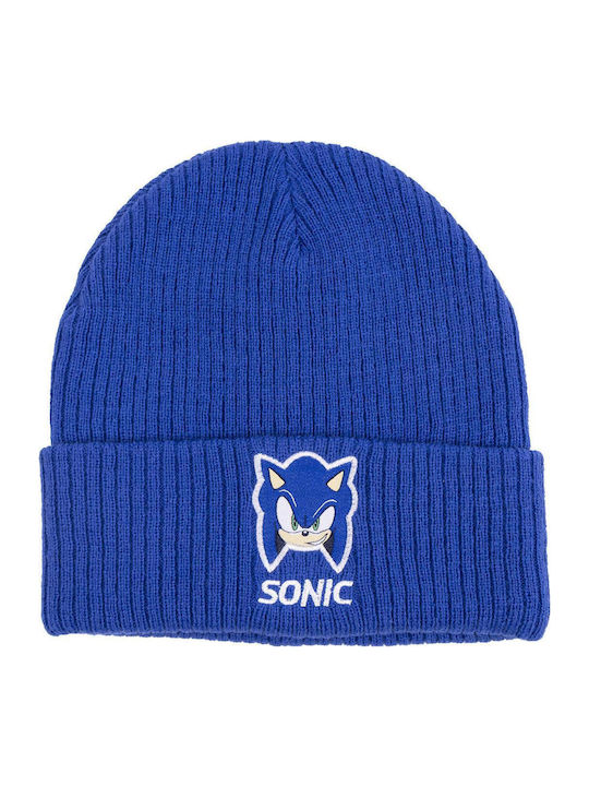 Sonic Beanie Unisex Σκούφος Πλεκτός σε Μπλε χρώμα