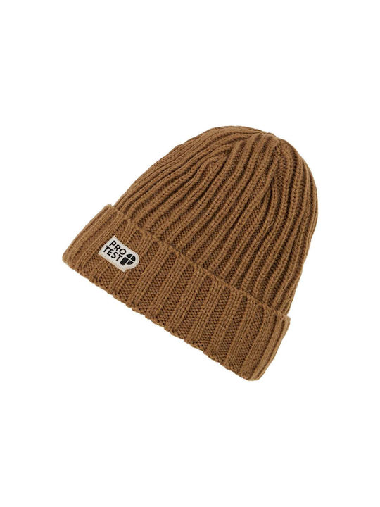 Protest Beanie Unisex Beanie Knitted in Brown color