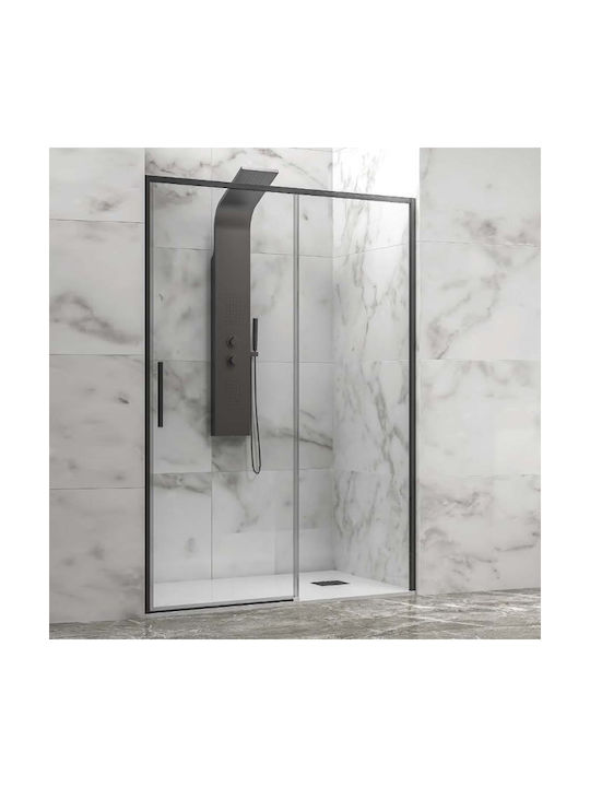 Karag Lea 400 Shower Screen for Shower with Sliding Door 100x200cm Clear Glass Nero