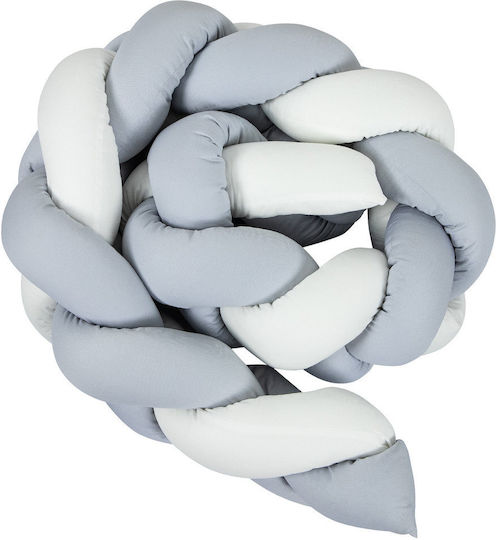 Baby Oliver Crib Bumpers Braided Inside Grey-White 20x200cm