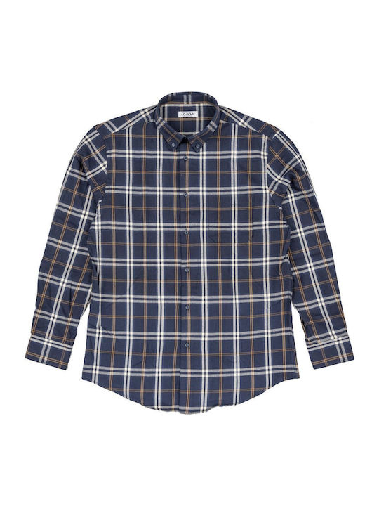 Langärmlig Flanell Hemd Geprüft Blue