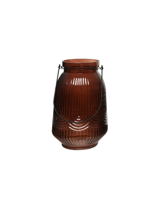 Kaemingk Glass Lantern Brown 16x16x24cm