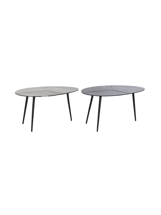 Oval Metal Side Table Μαύρο Χρυσό L78xW45xH40cm