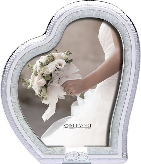Slevori Hochzeitskronen-Etui Fotografierahmen Herz Silber 29x24.9εκ.