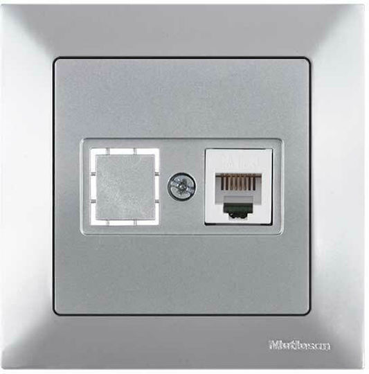 Mutlusan Candela Complete Single Telephone Socket Silver 12380