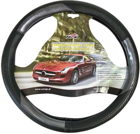 Auto Gs Car Steering Wheel Cover with Diameter 38cm made of Leatherette Black