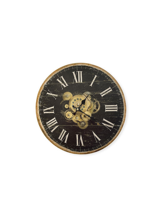Iliadis Wanduhr Hölzernes Schwarz Ø35cm