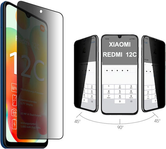 9h 0.3mm Adeziv complet Full Face Tempered Glass Negru (Redmi 12C)