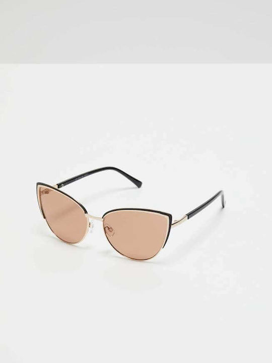 Make your image Women's Sunglasses with Gold Metal Frame and Pink Lens L-OK-4007-BROWN