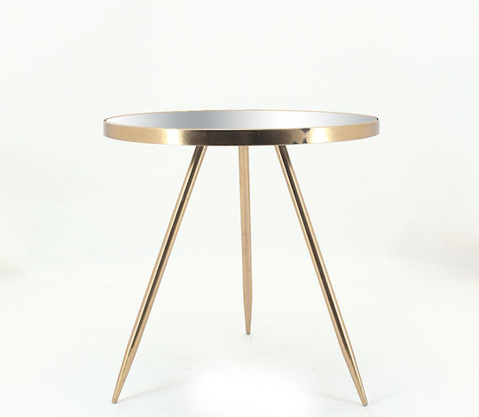 Rundes Beistelltisch Glas mit Spiegel M50.5xL50.5xH50cm
