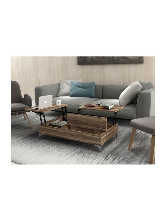 Rectangular Side Table Brezza Wooden with Lifting Mechanism Melamine W69.2xL121xH28cm