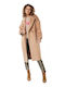 Women's Camel. Coat with Buttons