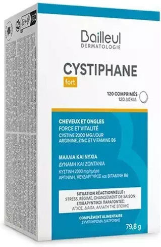Bailleul Laboratoires Cystiphane B6 Zinc Хранителна Добавка За Здрава Коса Кожа И Нокти 120 Таблетки