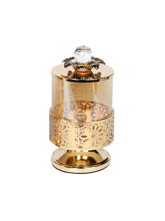 Keskor Glass Sweet Jar with Lid and Foot Gold 10x10x20cm