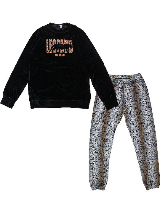 Paco & Co Winter Damen Pyjama-Set Schwarz