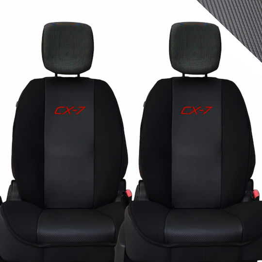 Πλατοκάθισμα Αυτοκινήτου 2τμχ Δερματίνη Carbon Mazda CX-7 Μαύρα